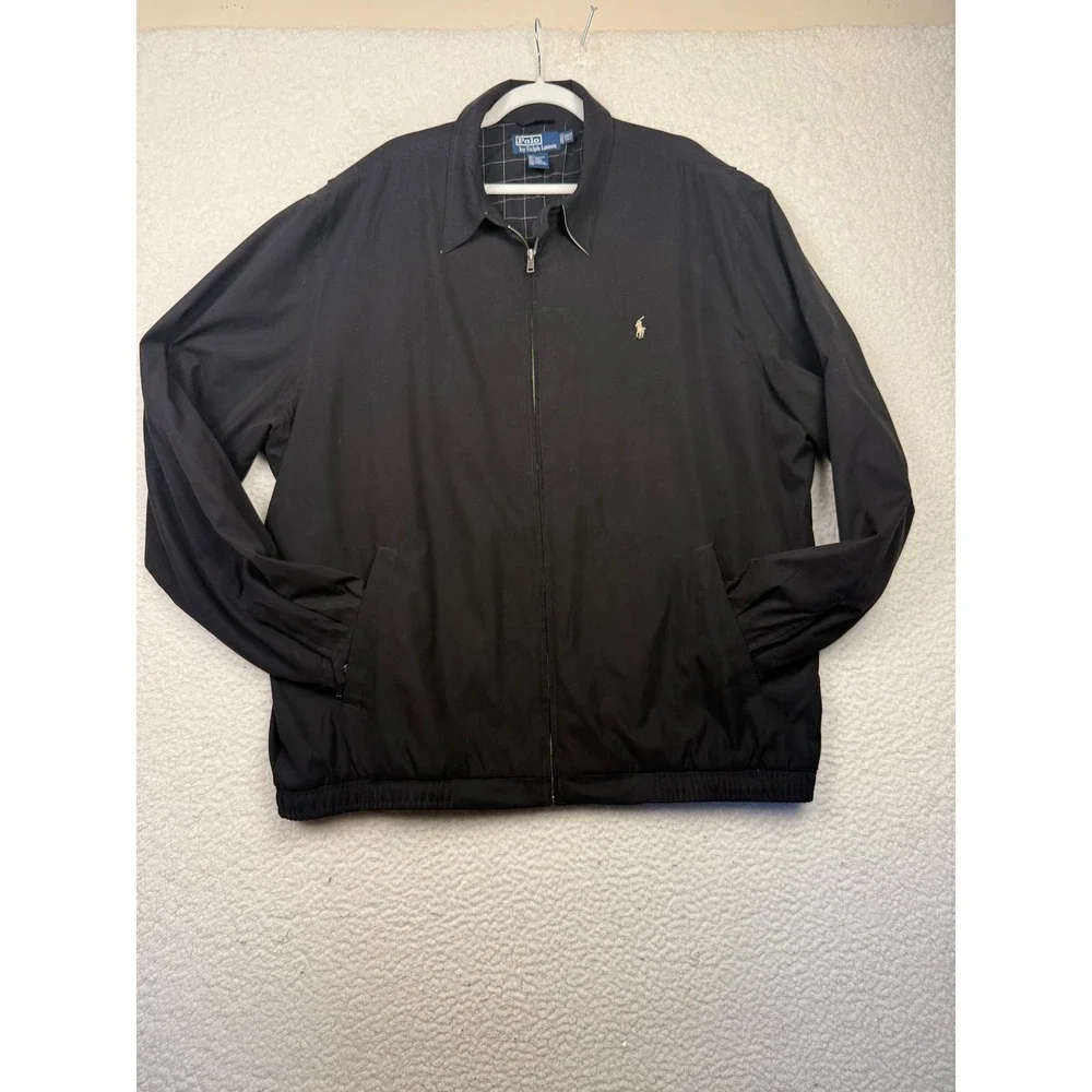VTG Polo Ralph Lauren Harrington Jacket Men's Size‎ 2XLT Black Full Zip Lined
